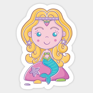 Mermaid sitting on rock Sticker